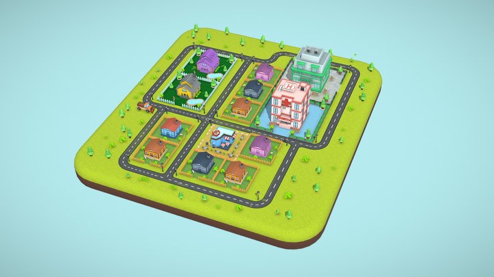 Small Town Life 3D Model