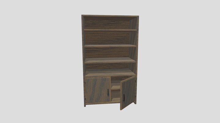 Vintage Wooden Shop Cabinet 3D Model