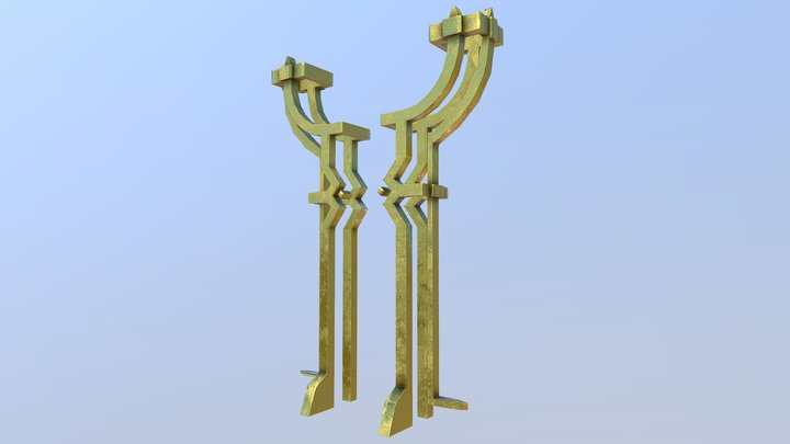 Temple main pillars gold details (asset 2) 3D Model