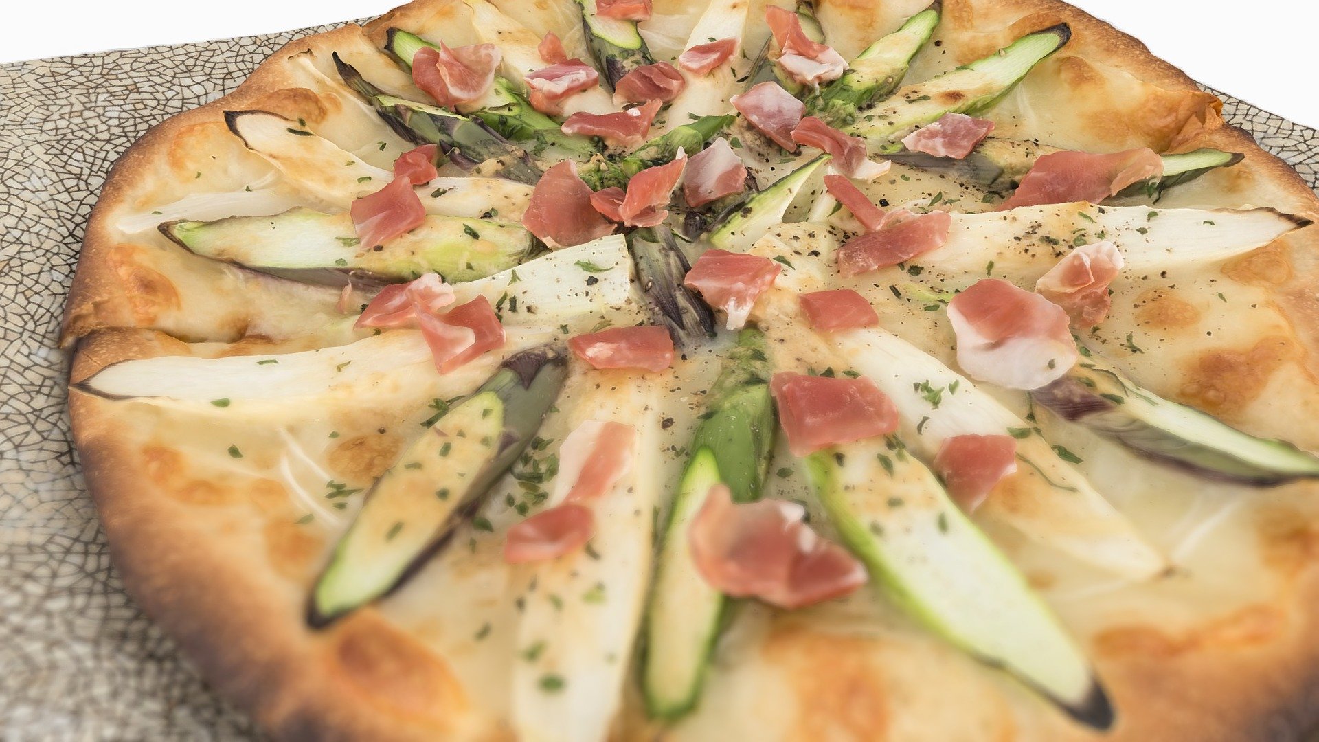 アスパラガスと生ハムのピザ_Pizza