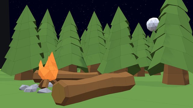 Low Poly Campfire 3D Model