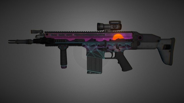 KF2 Skin : Synthwave - SCAR 3D Model