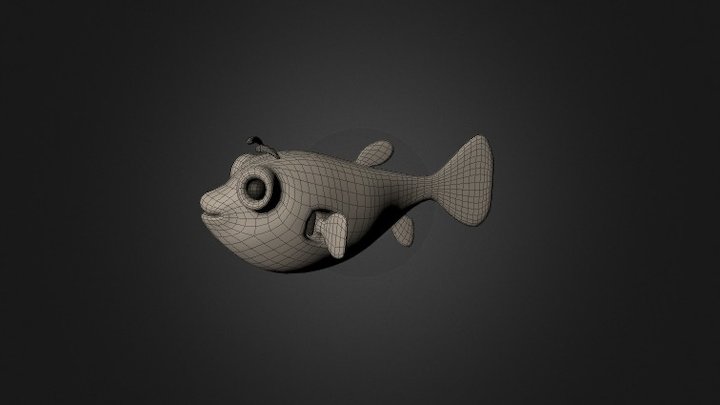 Cartoon Fish Wireframe 3D Model