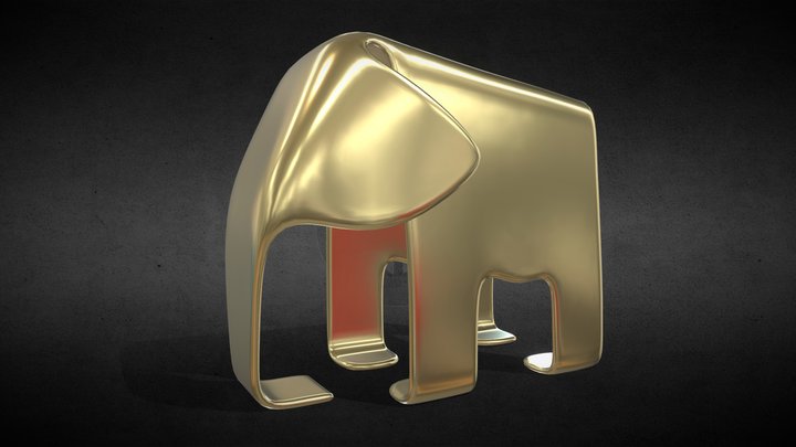 Elephant Book Holder- Golden 3D Model