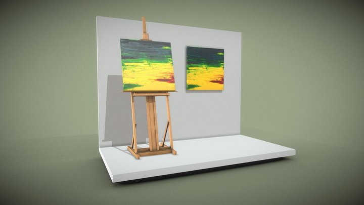 Yellow Meadow  - Oil Painting 3D Model
