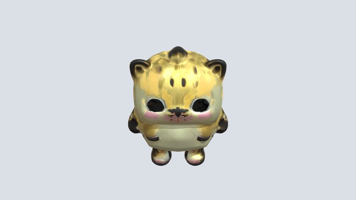 Cute chubby cat-like character 3D Model
