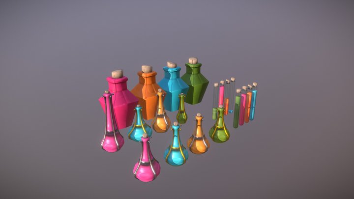 Magical Potions, Viles and Drinks 3D Model