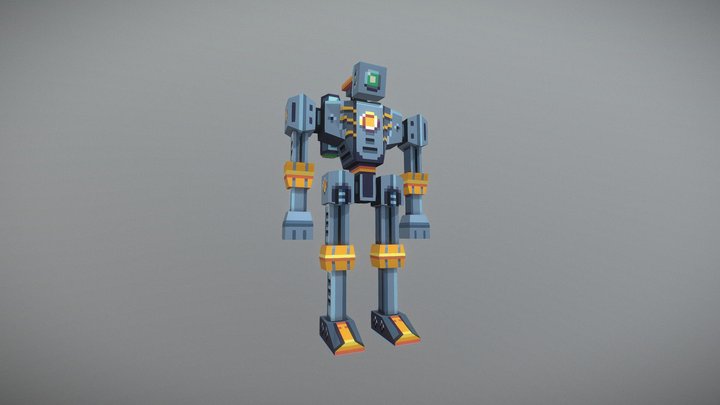 Low-Poly Pixel Robot 3D Model