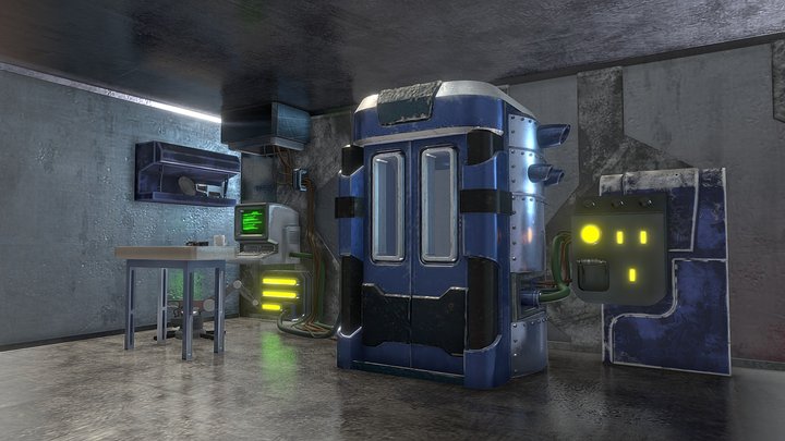 Sci-Fi Resurrection Device Scene 3D Model