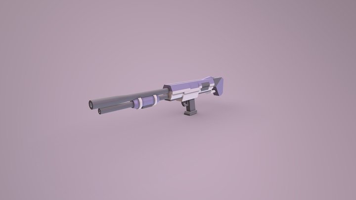 Low Poly Style Winchester Gun 3D Model