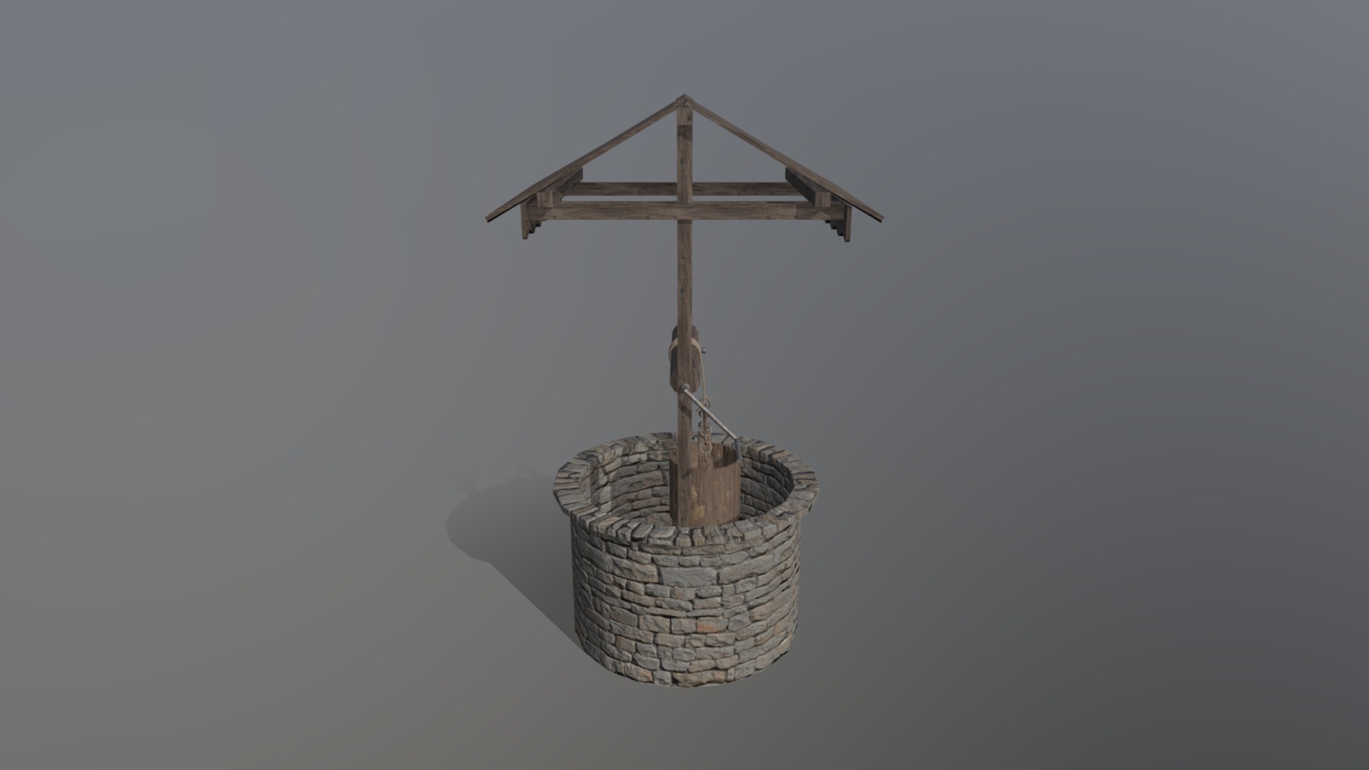 3D model Well - This is a 3D model of the Well. The 3D model is about a wooden cross on a rock.