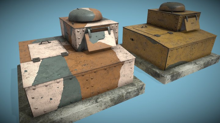 Maginot Line Buried FT-17-TSF Tank Lookout Post 3D Model