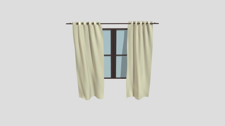 janela com cortina / window with curtain 3D Model