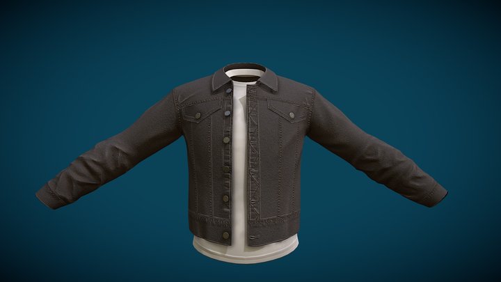 Black Jean Jacket 3D Model