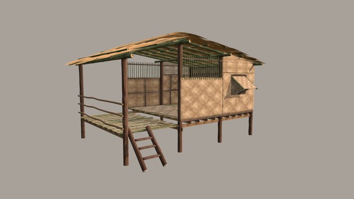 Thai style wooden house 3D Model