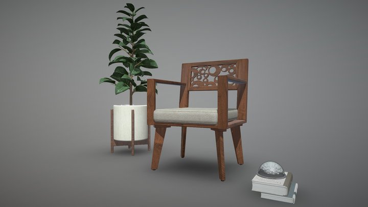 CHAIR & POT BOOK 02 3D Model