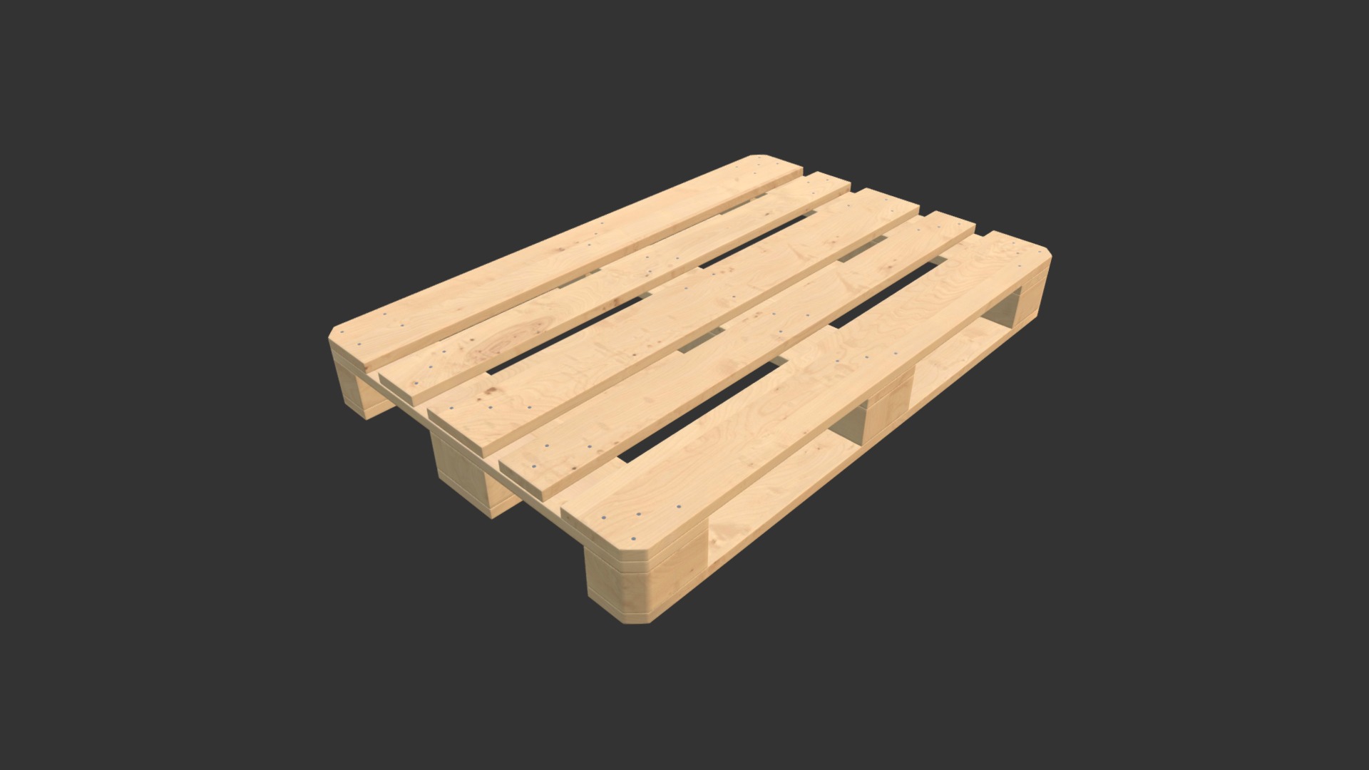 3D model Wooden euro pallet - This is a 3D model of the Wooden euro pallet. The 3D model is about a wooden box with a black background.