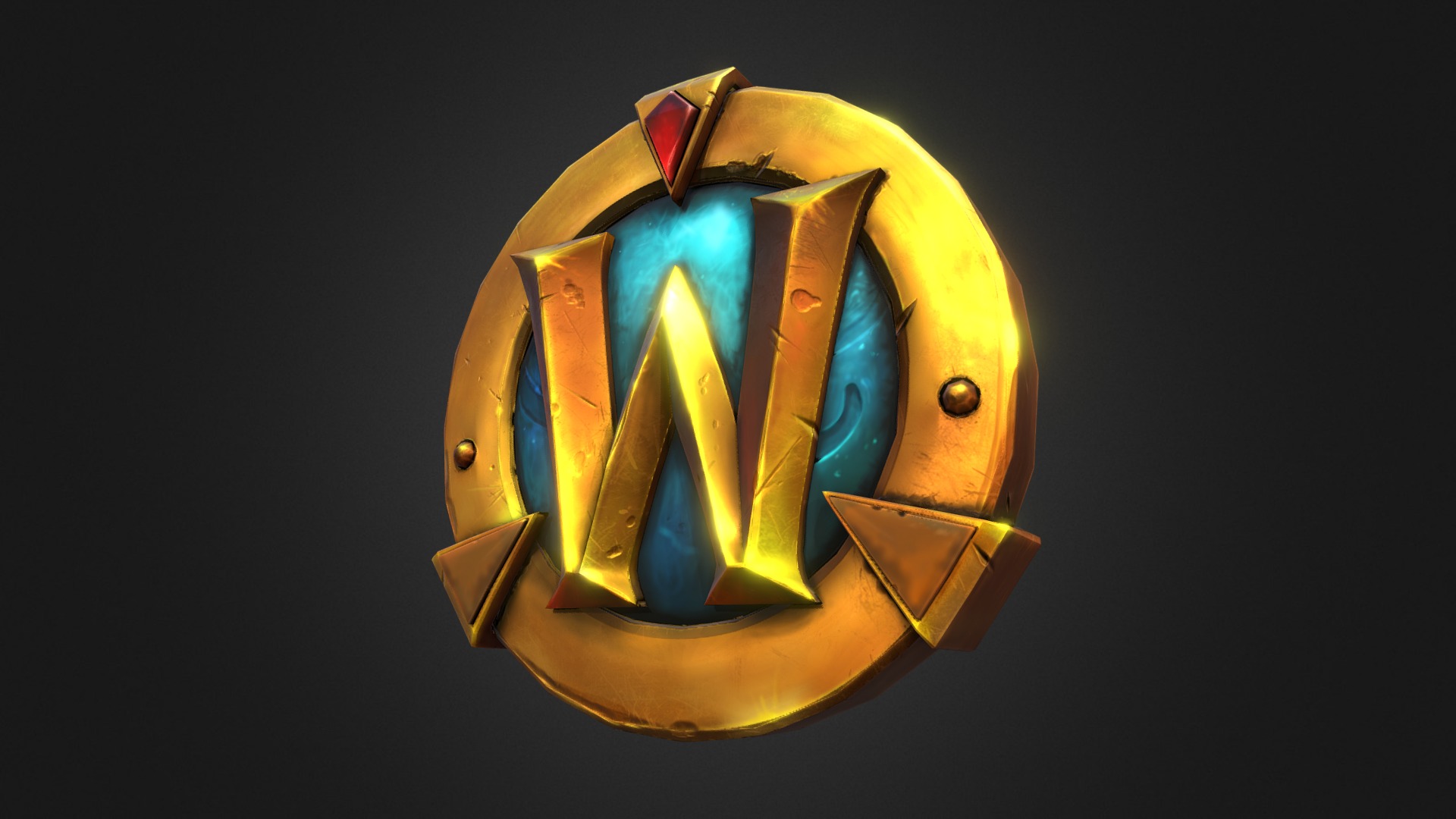 3D model World of Warcraft FanArt – Token - This is a 3D model of the World of Warcraft FanArt - Token. The 3D model is about a gold and blue metal object.