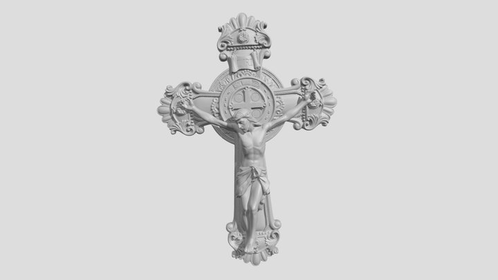 Jesus on the cross Benedictine Medal 3D Model