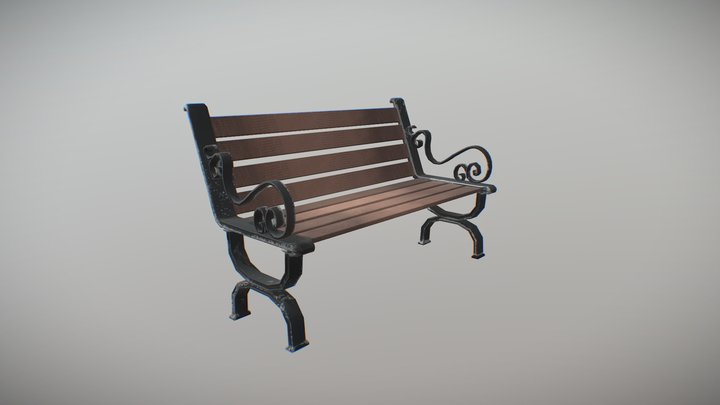 Simple Wooden Bench | Outdoors Seating (Lowpoly) 3D Model