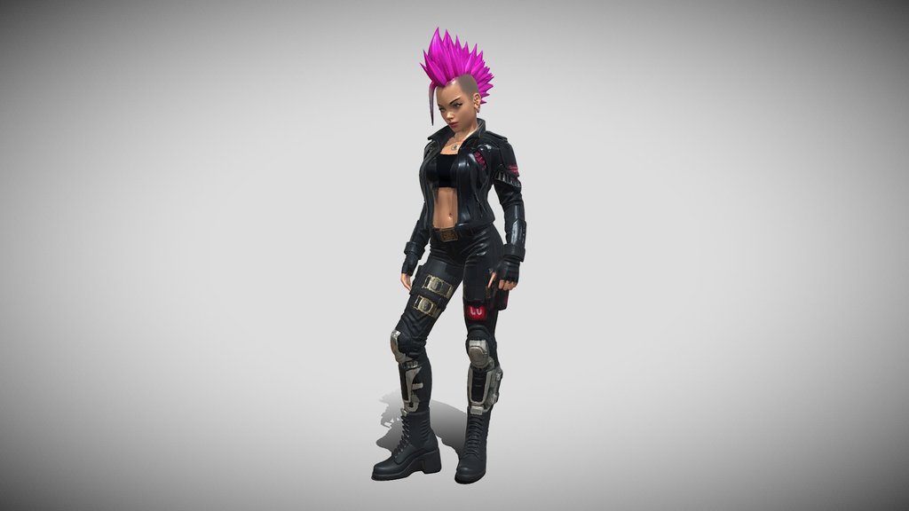 cyberpunk biker gang member, athletic female