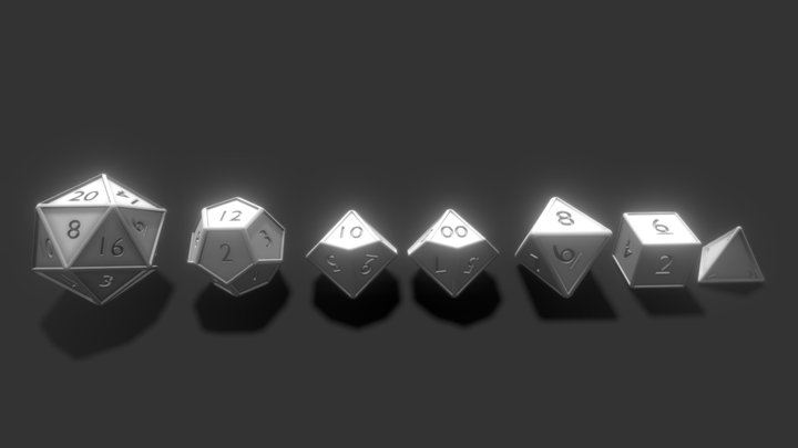Simple dice set with details in the edges 3D Model