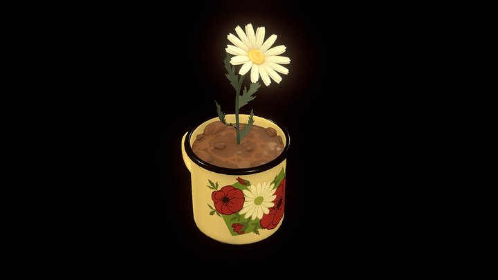 Daisy in a mug 3D Model