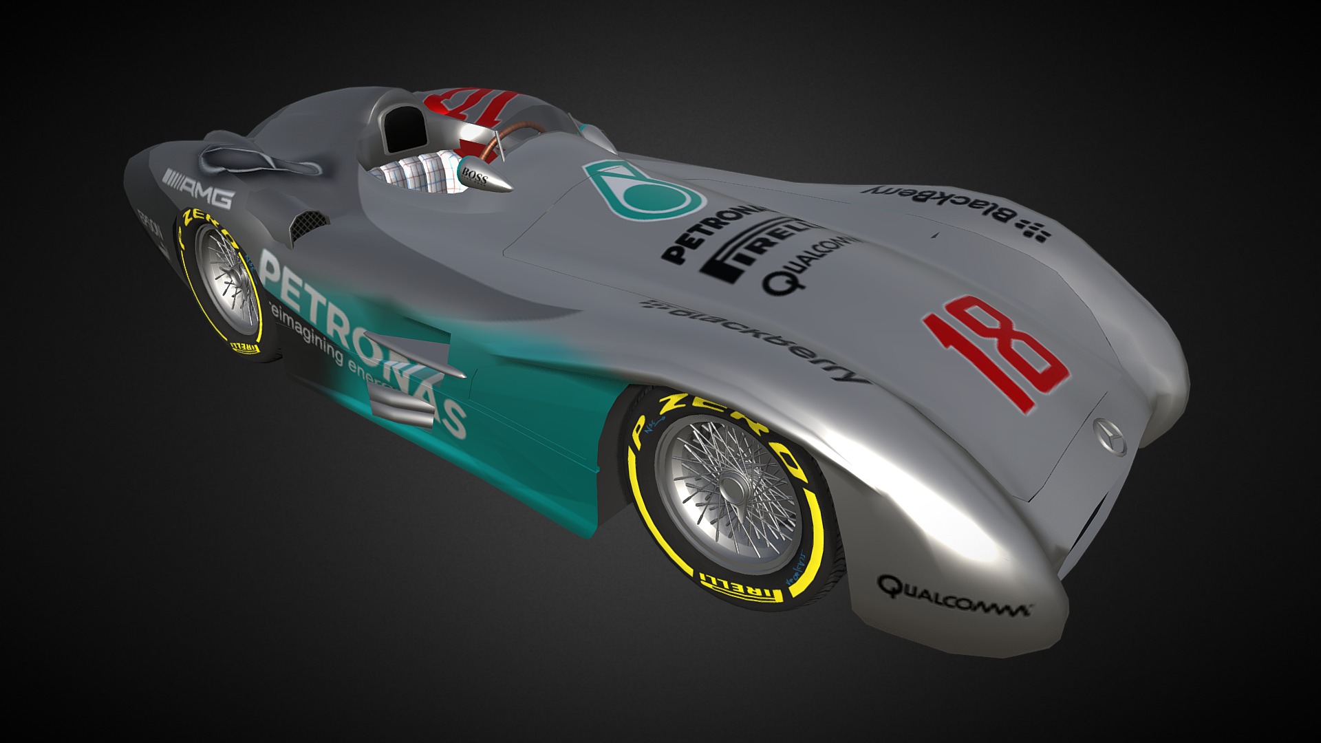 3D model Mercedes Benz W196 - This is a 3D model of the Mercedes Benz W196. The 3D model is about a race car with a logo.