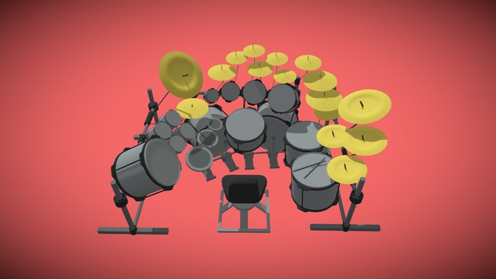 Drum Set (LowPoly) 3D Model