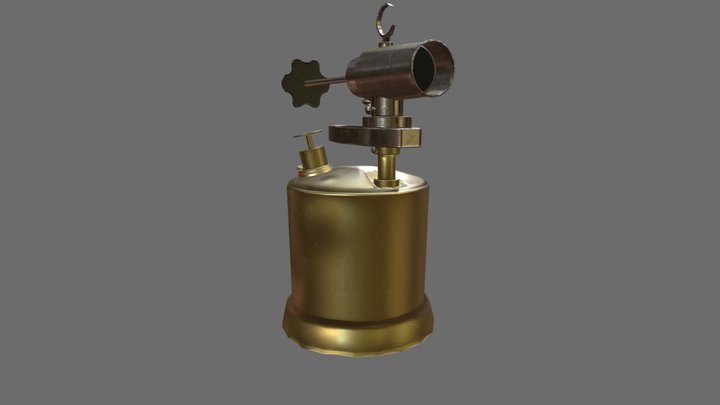 Antique Blow Torch Game Res Fully Textured v2 3D Model