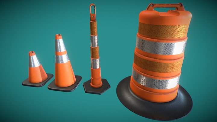 Traffic Cone Collection 3D Model