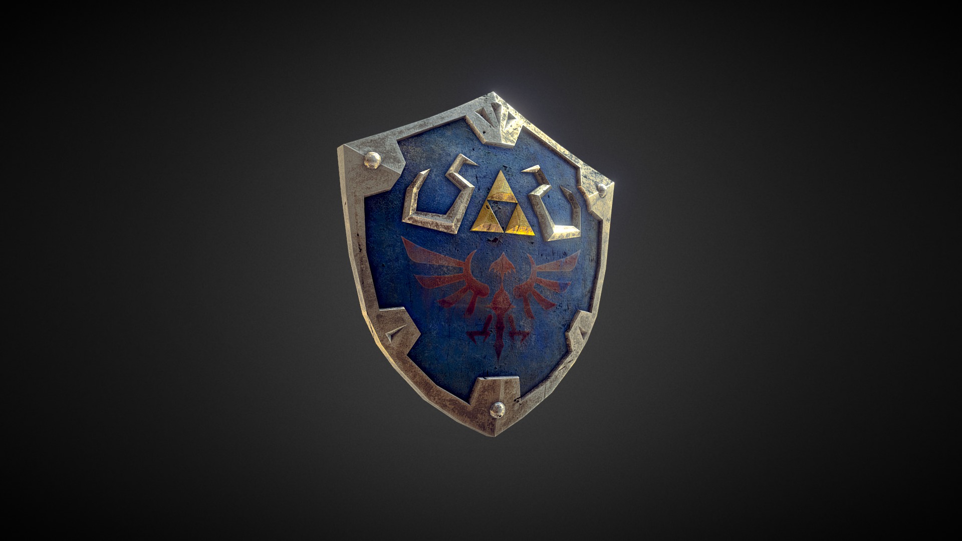 3D model Shield - This is a 3D model of the Shield. The 3D model is about a blue and gold logo.