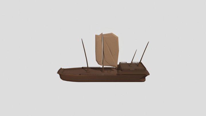 Low-poly Mongolian Ship #1 3D Model