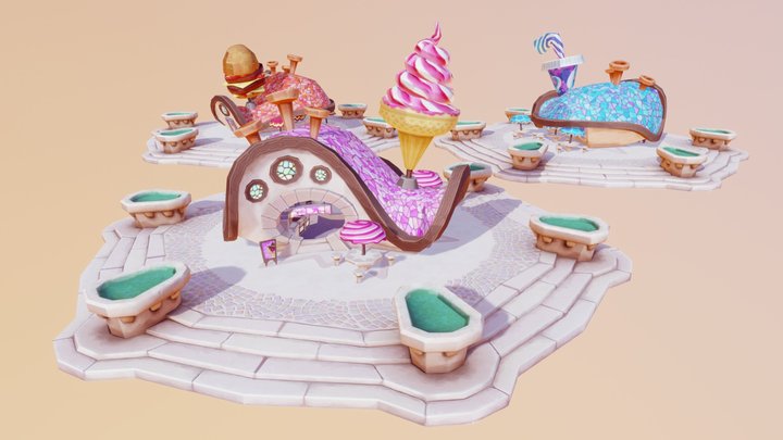 Le Parc Jurassique - Stands 3D Model