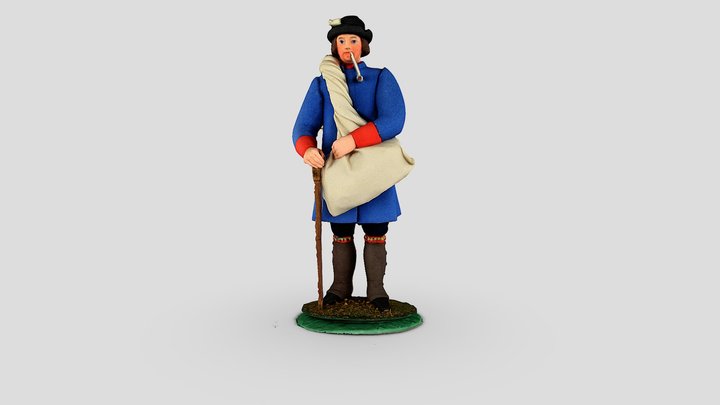 Mansfigur i dragant med allmogedräkt 3D Model