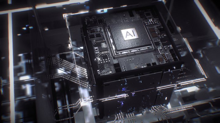 AI CPU Concept with Circuit Board 3D Model