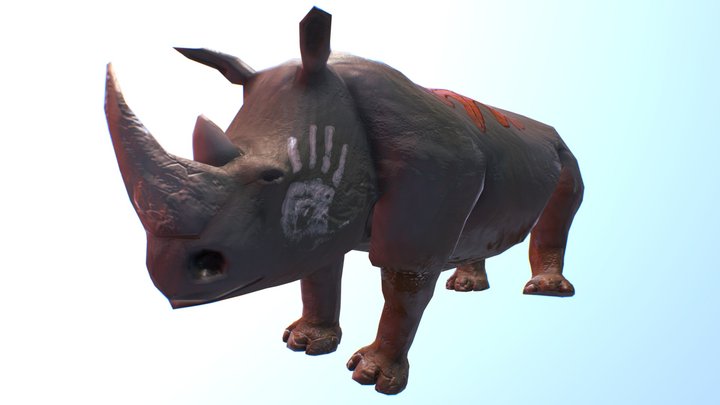 Tribal like - White Rhinoceros 3D Model