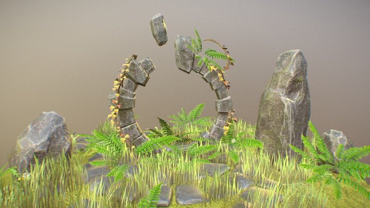 Overgrown Stone Portal 3D Model