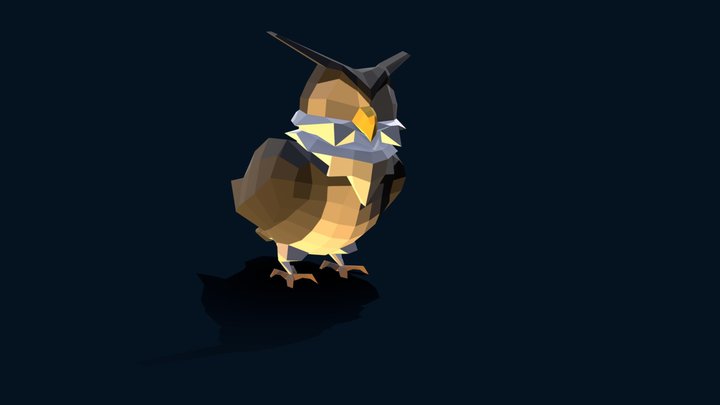 Low Poly Owl 3D Model