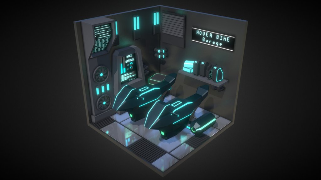 Low poly - Sci-Fi Bike Garage [FREE] Download
