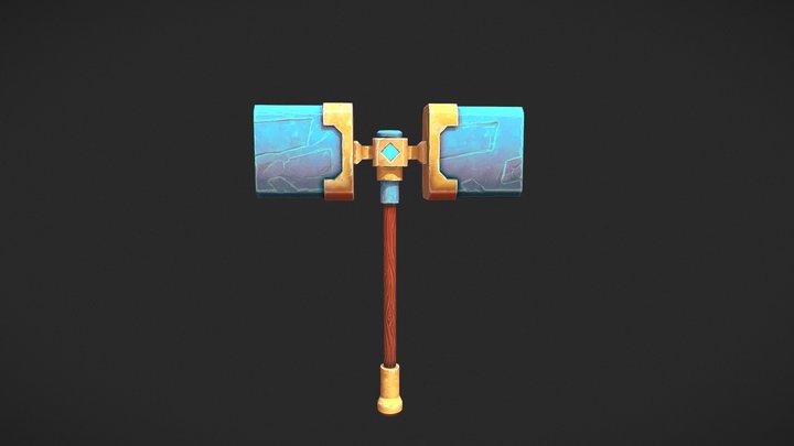 Stylized Fantasy RPG Hammer LowPoly 3D Model