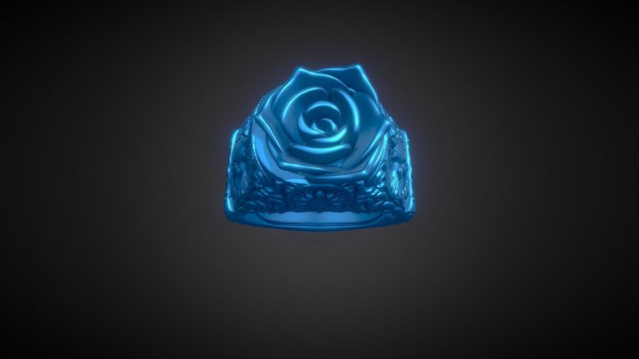 Rose Signet Ring US Size 9 3D Model