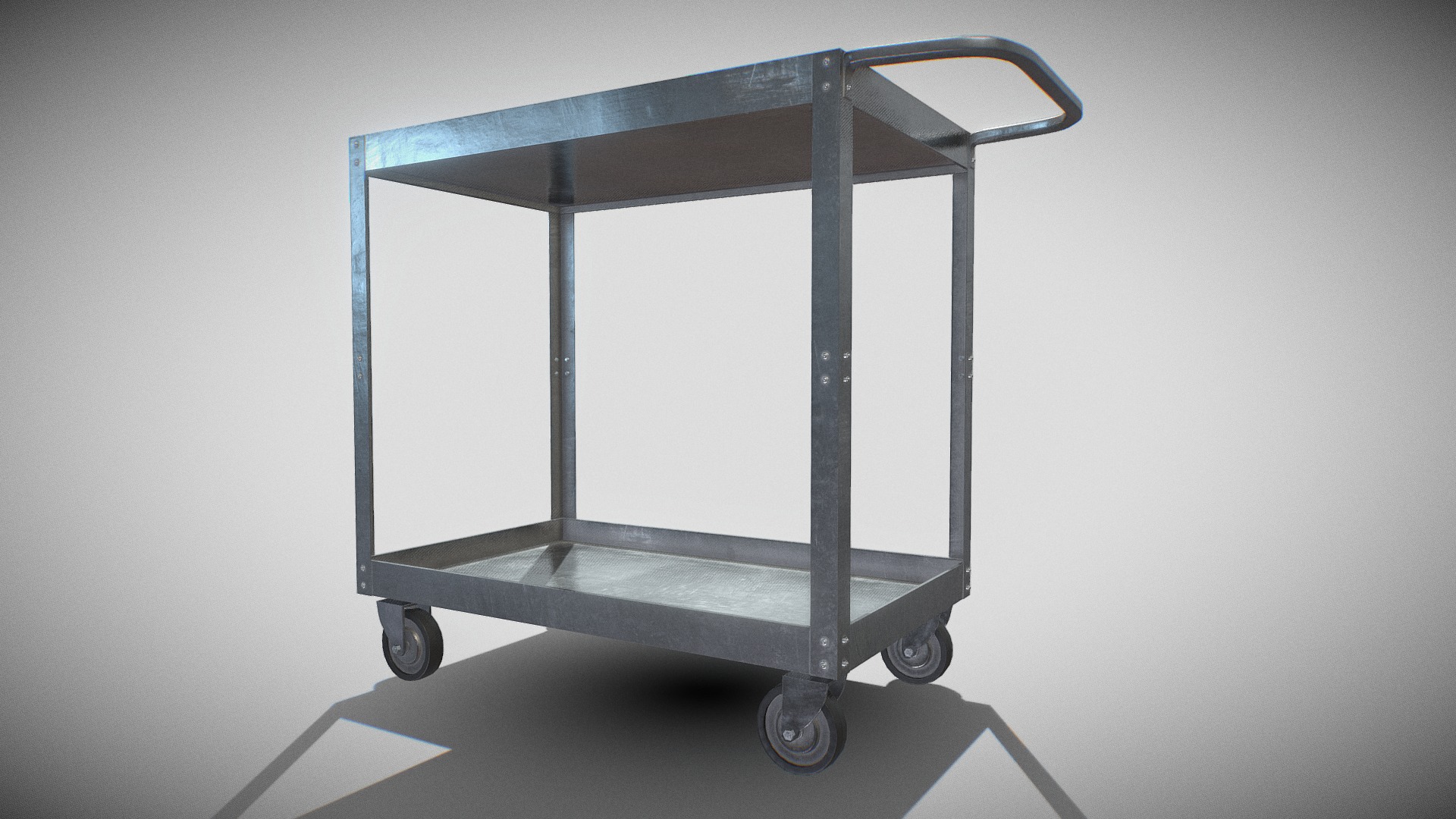 3D model SteelCart - This is a 3D model of the SteelCart. The 3D model is about a metal cart on wheels.