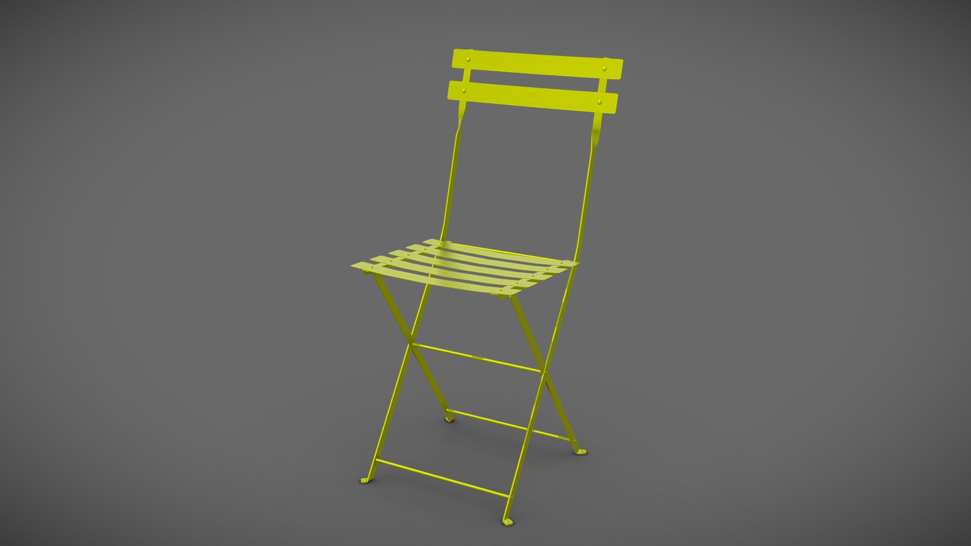 3D model Bistrot Chair Folding Metal - This is a 3D model of the Bistrot Chair Folding Metal. The 3D model is about a yellow rectangle with a green line on it.