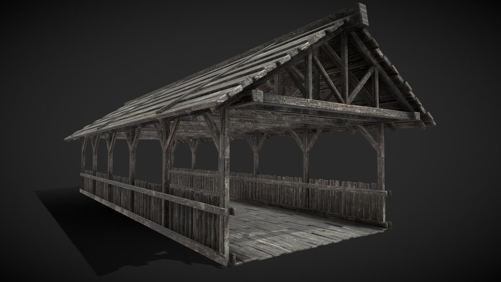 Wooden bridge roofed bridge cap -24MB