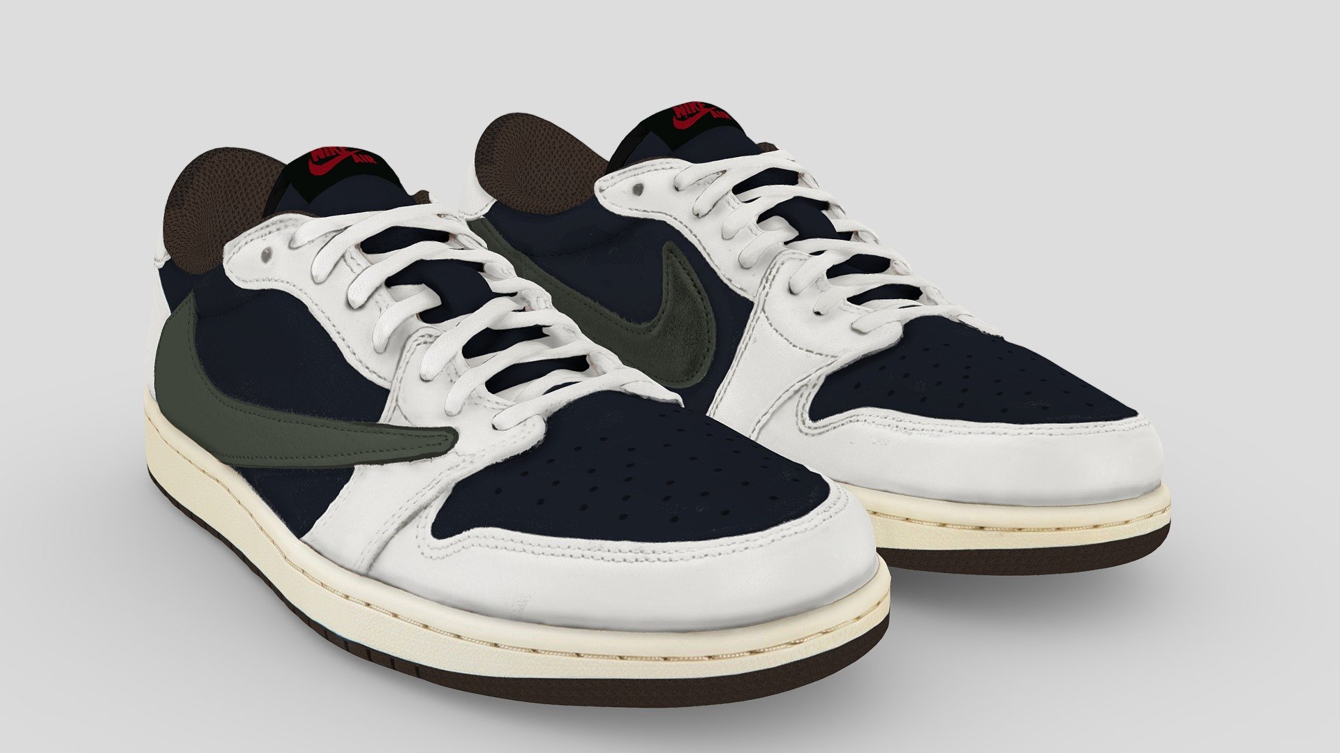 Travis Scott X Air Jordan 1 Low White - Buy Royalty Free 3D model