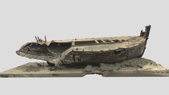 Wooden boat wreck 500k 3D Model
