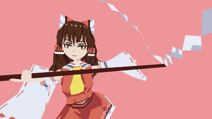 Low Poly Reimu 3D Model