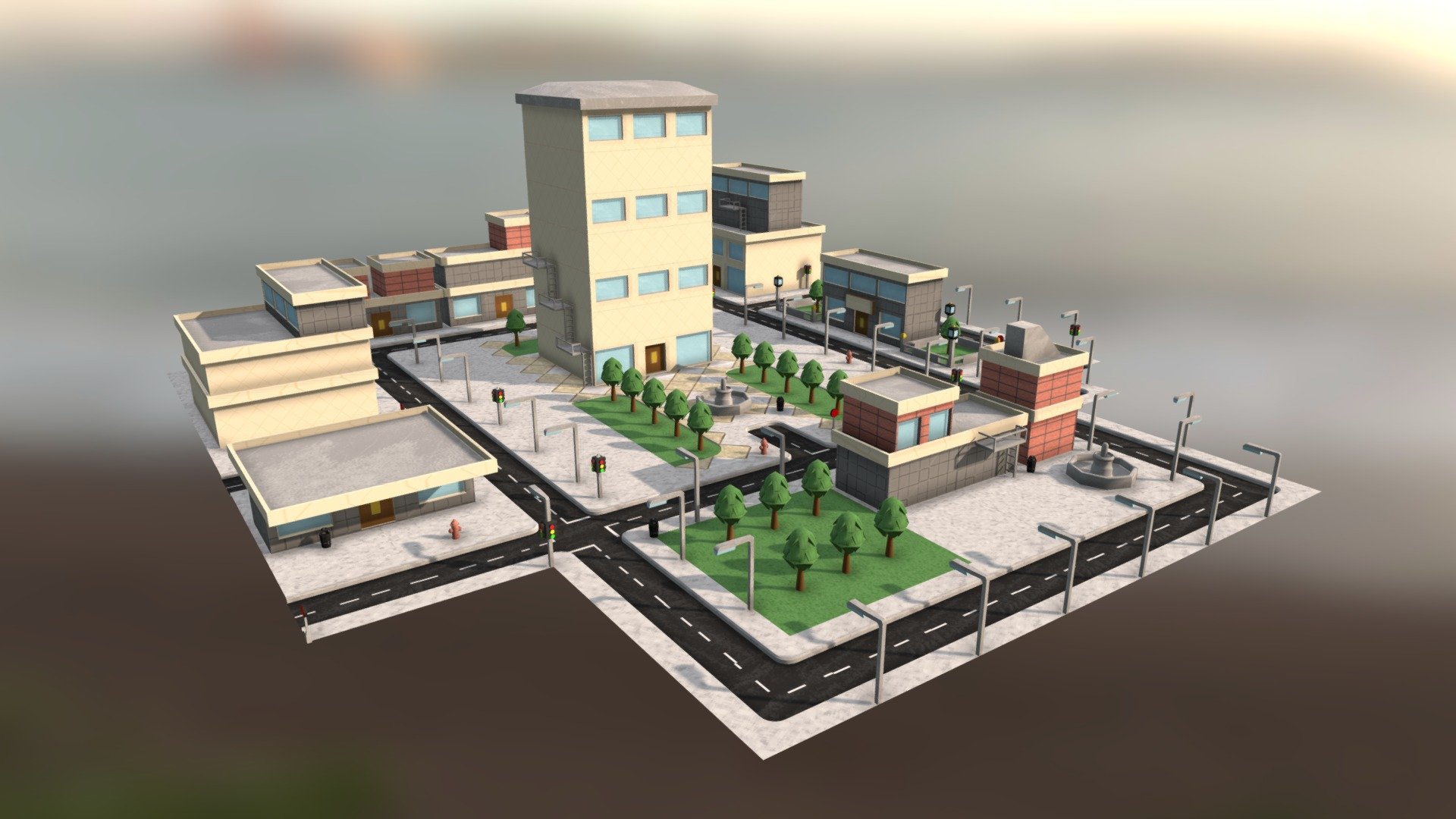 Modular City Environment - Download Free 3D model by Spicy_EJ [595cb23 ...