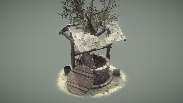 Stylised abandoned Wishing Well WorldSkills 2023 3D Model